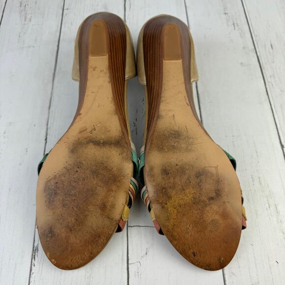 Anthropologie Latigo Colorful Leather Southwestern Pancho Wedge Sandal Size 10 - Picture 13 of 14